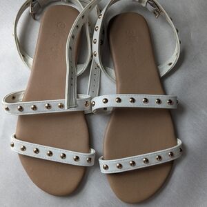 Lily Morgan, White & Gold Studded Sandals NWT.